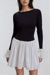 Adamma Deconstruct Fırfırlı Bodycon Mini Elbise Siyah