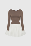 Adamma Deconstruct Fırfırlı Bodycon Kahverengi Mini Elbise