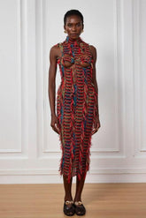 Adhara Püsküllü Hollow Sırtı Açık Midi Elbise