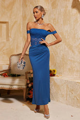 Giulia Kapalı Omuz Dantel Midi Elbise