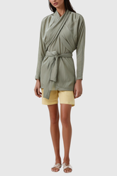 Afrim Dantelli Çapraz Bağcıklı Gömlek Mini Elbise