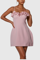 Agape Çiçek Spagetti Mini Elbise