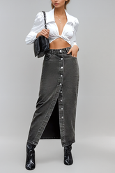 Aglaia Düğmeli Kot Etek