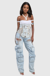 Ahava Mavi Elmas Kesim Kargo Kot