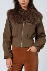 Ailith Kürk Tokalı Kısa Pamuklu Ceket