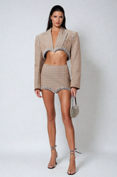 Simya Taşlı Yaka Etek Takımı