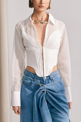 Alicia Mesh Transparan Beyaz Üst