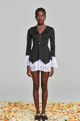 Amisquew Asimetrik Volanlı V Yaka Mini Elbise