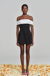 Amitola Fiyonklu Askısız Mini Elbise