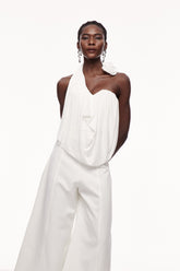 Anca Çiçekli Asimetrik Dantelli Üst