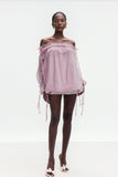 Aneirin Mor Omuz Açık File Volanlı Üst