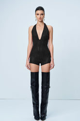 Anisa Siyah Renkli Rhinestone Sırtı Açık Body