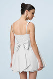 Anjolie Bow Ruch Ruffle Mini Elbise Beyaz