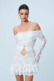 Annabelle Dantel Volanlı Bağcıklı Kesik Mini Elbise