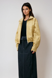 Anong Sarı Stand Yaka Deri Ceket
