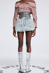 Apichu Asimetrik Cepli Kısa Kot Etek