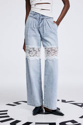 Apocatequil Lace Deconstruct Dantel Jeans