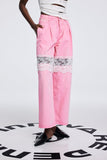 Apocatequil Lace Deconstruct Dantel Jeans Pembe