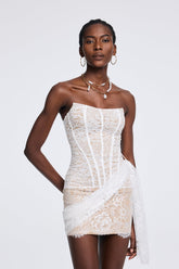 Apolinary Dantel Straplez Korse Mini Elbise