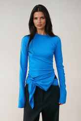 Apostolos Asimetrik Bel Bağlamalı Dar Üst Mavi