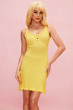 Aries Ruch Örgü Kolsuz Mini Elbise Sarı