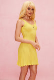 Aries Ruch Örgü Kolsuz Mini Elbise Sarı