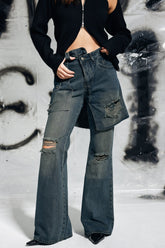 Avani İçi Boş Yırtık Saçaklı Deconstruct Kot Pantolon