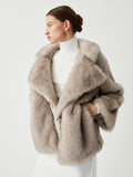 Gri Faux Kürk Şal Yaka