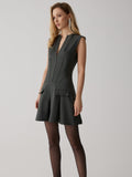 V Yaka Kolsuz Büzgülü Korse Kısa Elbise