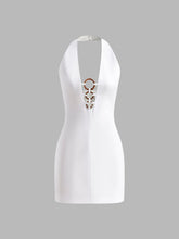 Halter Yaka Sırtı Açık Kısa Elbise