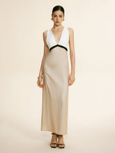 Kontrast Bağlama Detaylı Maxi Elbise