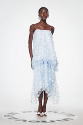 Baduhilt Mesh Çiçekli Straplez Uzun Elbise