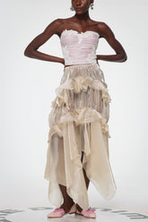 Bahati Ruffle Asimetrik Uzun Etek