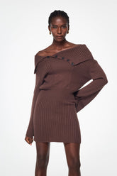 Baladeva Omuz Açık Örgü Mini Elbise