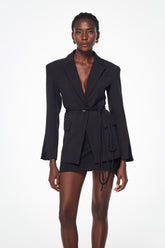 Balarabe Sırtı Açık Bağcıklı Blazer