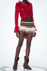 Baldassare Sahte Kürk Örgü Mini Etek