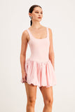 Baldo Kolsuz Vücuda Oturan Puf Mini Elbise Pembe