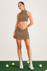 Baldomar Kesik Kolsuz Etek Takımı Kahverengi