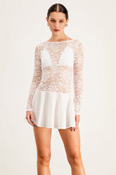 Baldr Lace Çiçekli Volanlı Mini Elbise