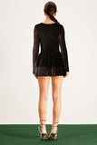 Balendin Dantel Kesikli File Mini Elbise Siyah
