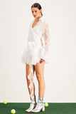Balfour Ruffle Çiçekli Mini Elbise Beyaz