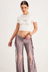 Balthill Fermuarlı Dar Kesim Beyaz Tişört