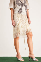 Bambi Dantel Bağcıklı Midi Etek