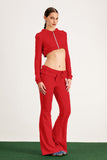Bao Kapşonlu Kısa Paça Pantolon Takımı Kırmızı