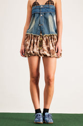 Barabal Kamuflaj Baskılı Kabarık Mini Etek