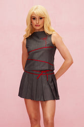 Bazyli Çizgili Kelebek Kolsuz Etek Takımı