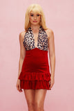 Beale Leopar Derin Volanlı Mini Elbise