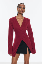 Bellatrix Deconstruct Split Bodycon Blazer Kırmızı