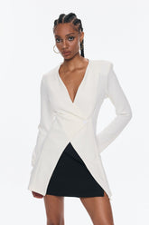 Bellatrix Deconstruct Split Bodycon Blazer Beyaz