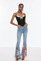 Bender Korse Dantel Spagetti Dar Üst Siyah